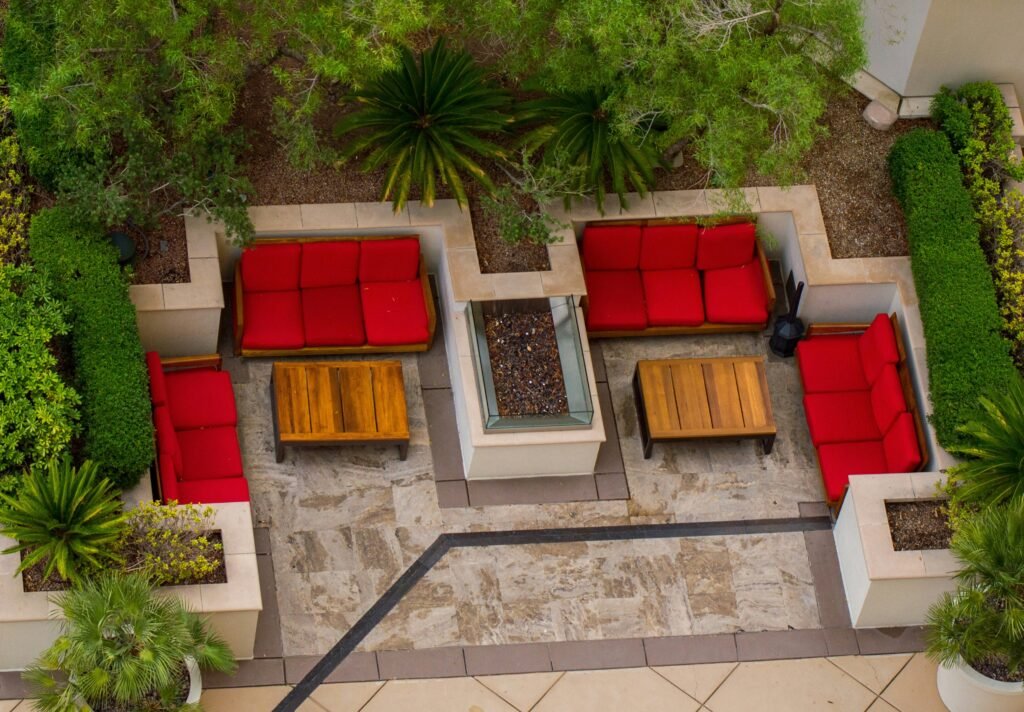 Wicker patio fire-pit set