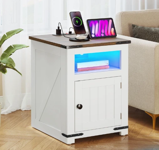 End table with charging station, 20″ nightstand.