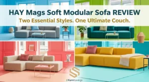 HAY Mags Soft Modular Sofa review featuring multiple colorful living room layout configurations.