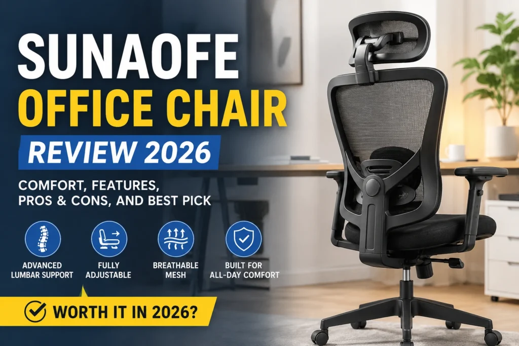 Sunaofe Morph Classic Auto-Track ergonomic office chair review 2026 featuring advanced lumbar support and adjustable ergonomic design