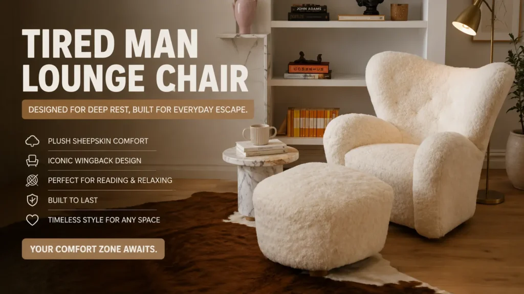Tired Man Lounge Chair styled in a modern reading corner