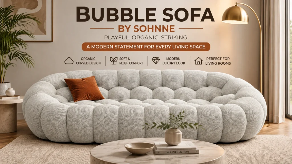 Bubble Sofa by Sohnne, curved organic design, light gray
