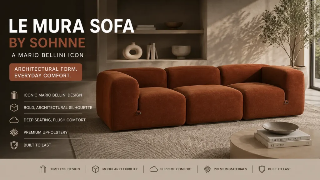Le Mura Sofa by Sohnne, Mario Bellini design, architectural detail
