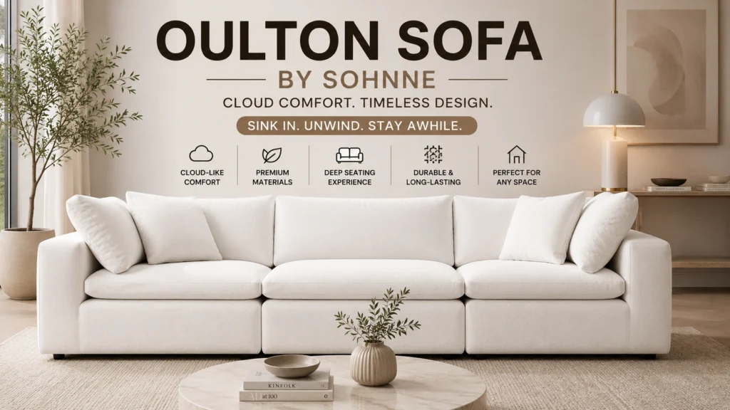 Oulton Sofa by Sohnne, cloud couch design, white upholstery