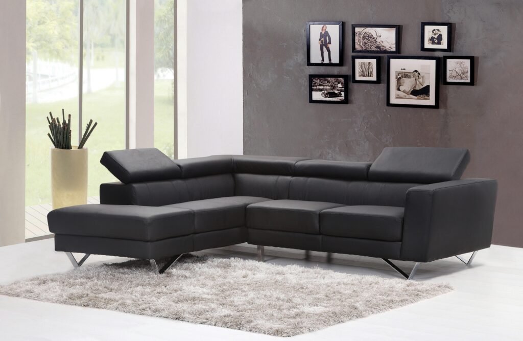 Close-up of modular sectional sofa connectors and cushions, quality build 2025