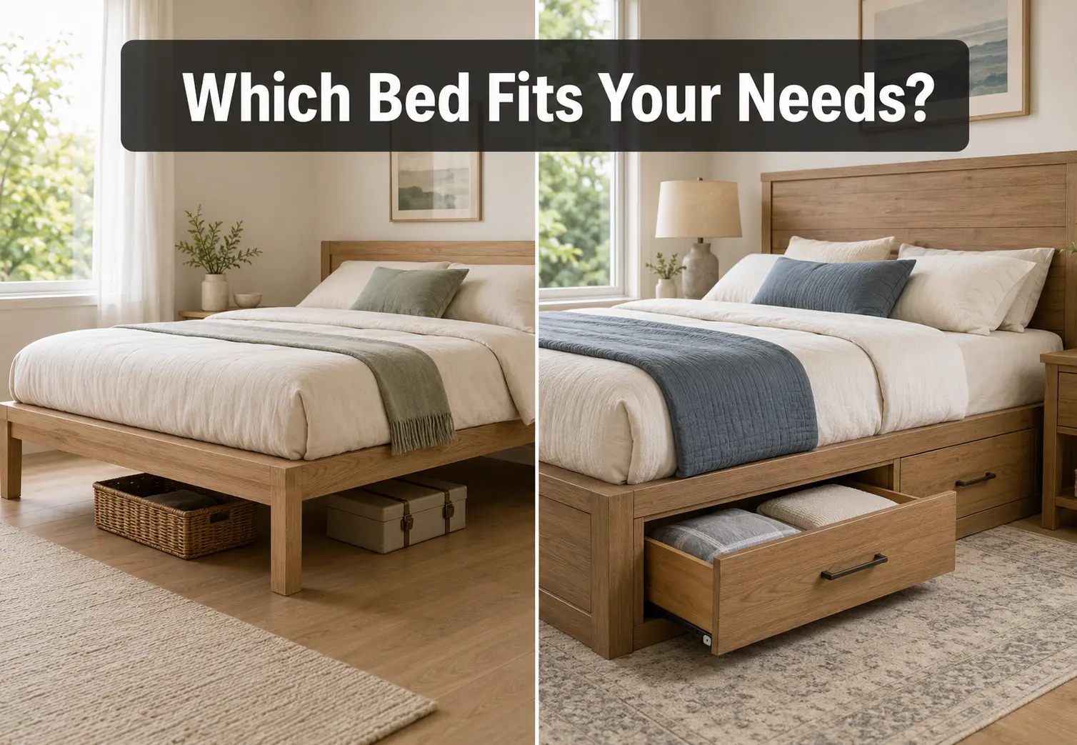 Platform bed clearance compared with storage bed drawers