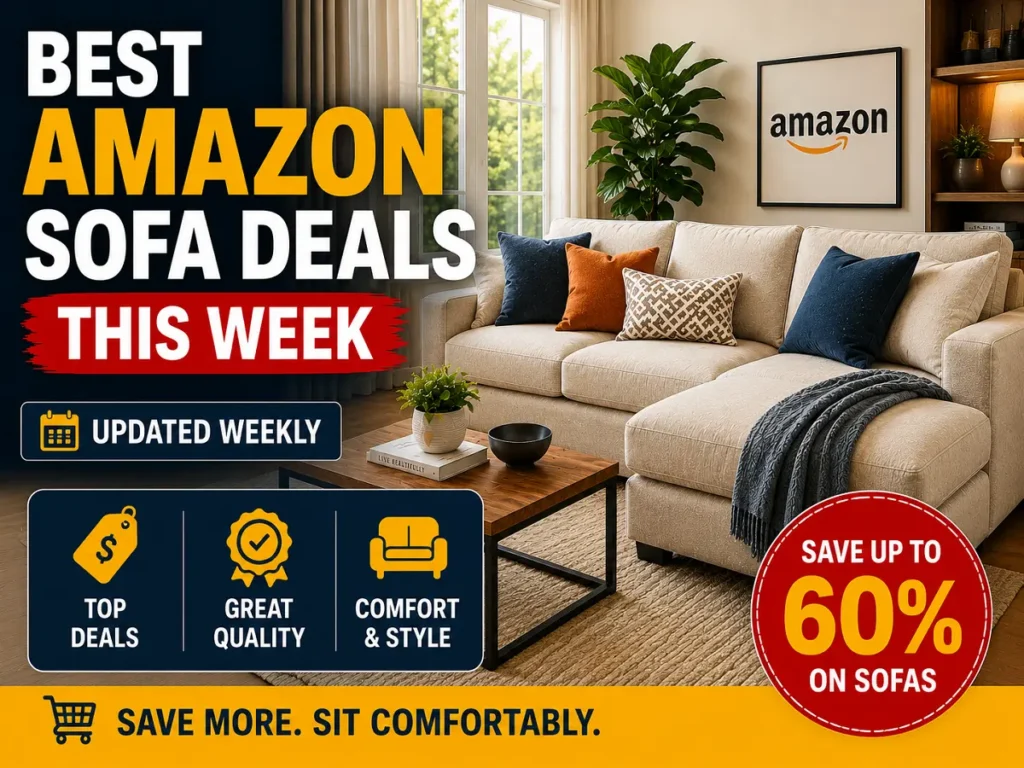 Best Amazon sofa deals this week featuring discounted sectional sofas, couches, and living room furniture