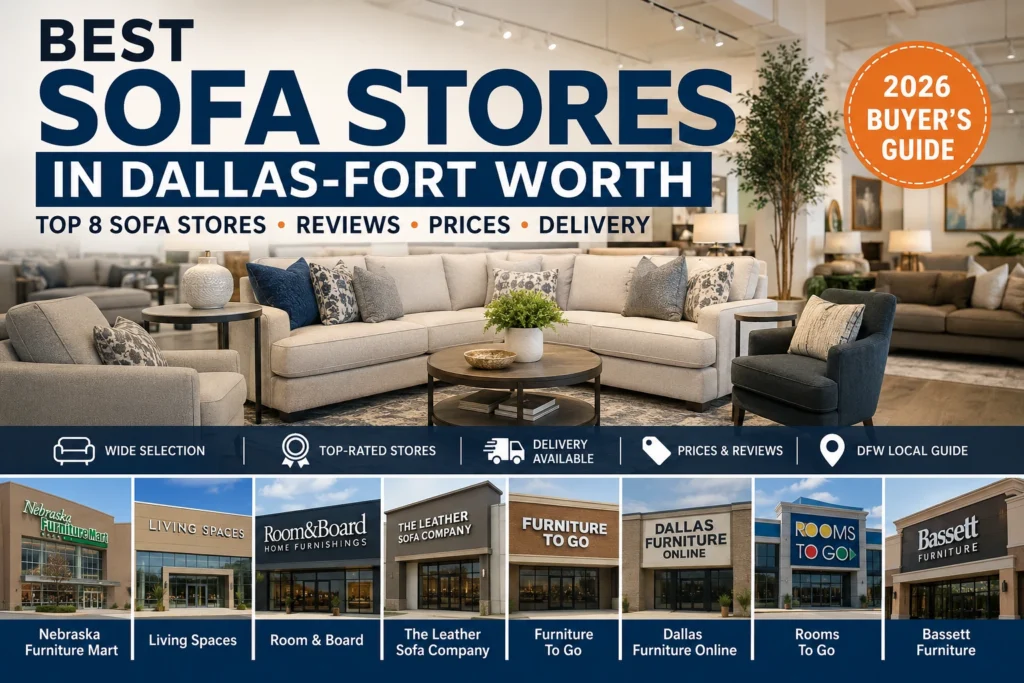 Best Sofa Stores in Dallas-Fort Worth 2026 featuring top-rated sofa retailers, reviews, prices, and delivery options