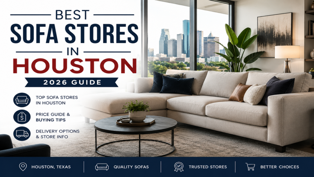 Best sofa stores in Houston featuring sectional sofas, living room furniture, and sofa buying guide
