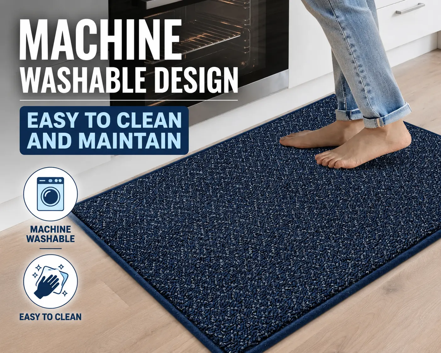 COSY HOMEER kitchen rug featuring a machine washable design that is easy to clean and maintain for everyday kitchen use