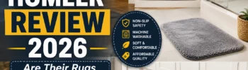COSY HOMEER review 2026 featuring bathroom rugs, stair treads, kitchen mats, and entryway rugs with non-slip and machine washable features