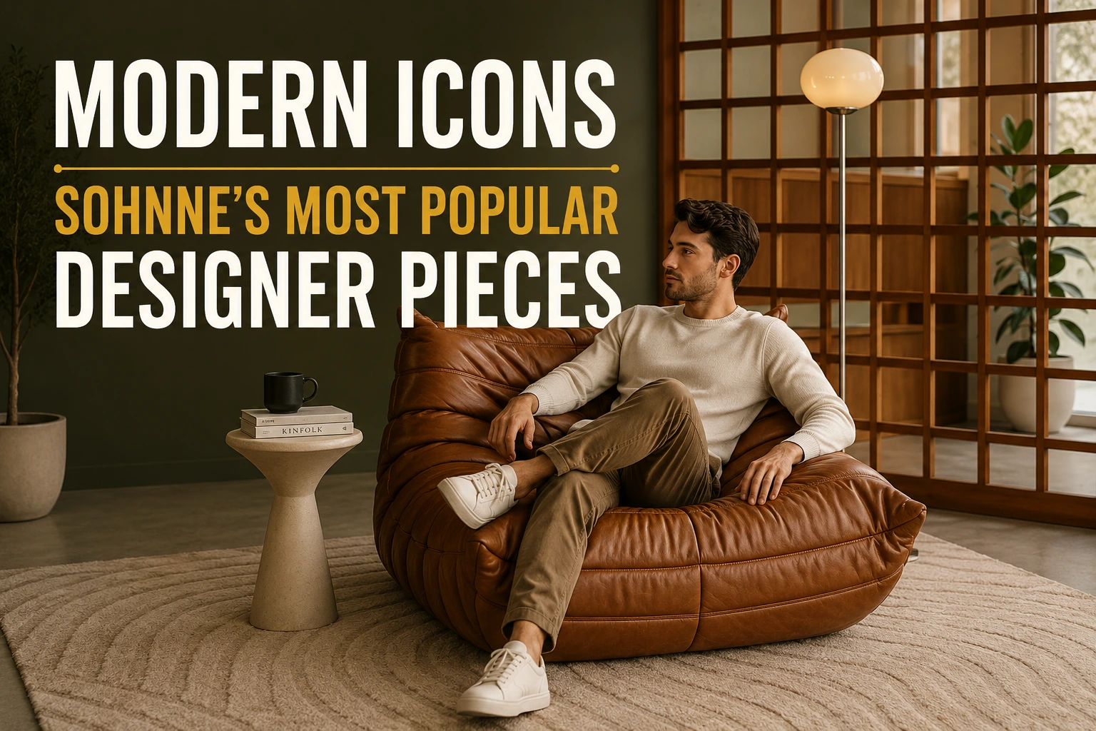 Luxury Sohnne-inspired lounge chair in a modern living room showcasing one of the brand's most popular designer furniture pieces.