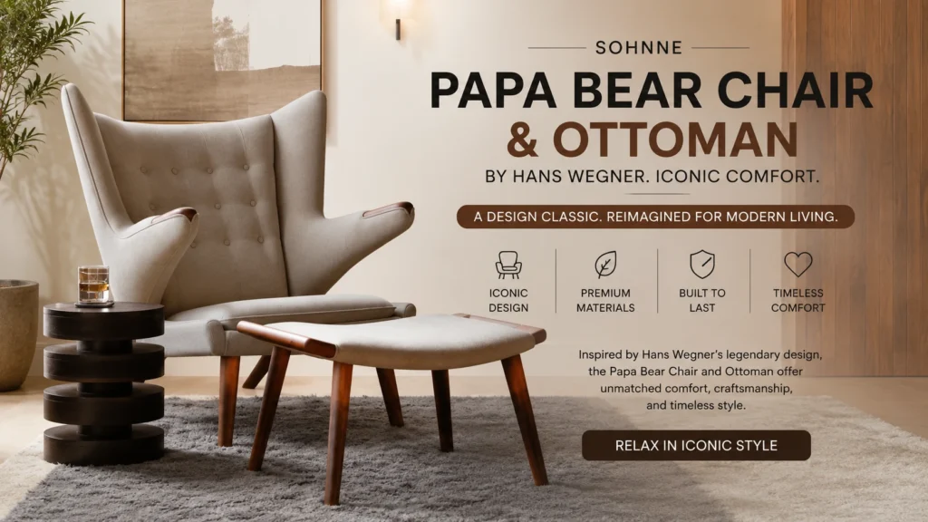 Papa Bear Chair and Ottoman by Sohnne, Hans Wegner design
