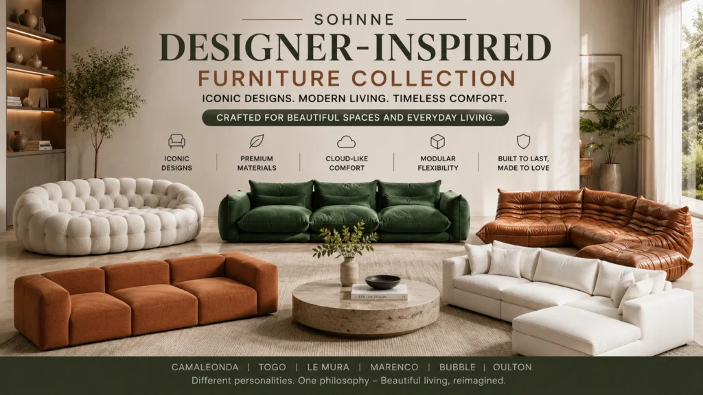 Sohnne designer-inspired furniture collection, modern living room lifestyle shot