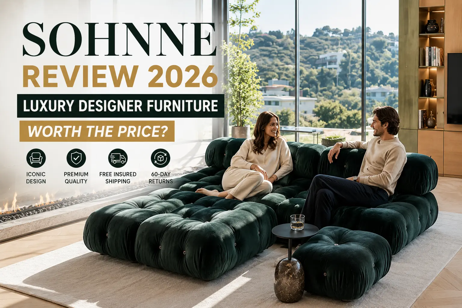 Sohnne Review 2026 featuring luxury designer-inspired furniture, modern modular sofa, and premium living room interior