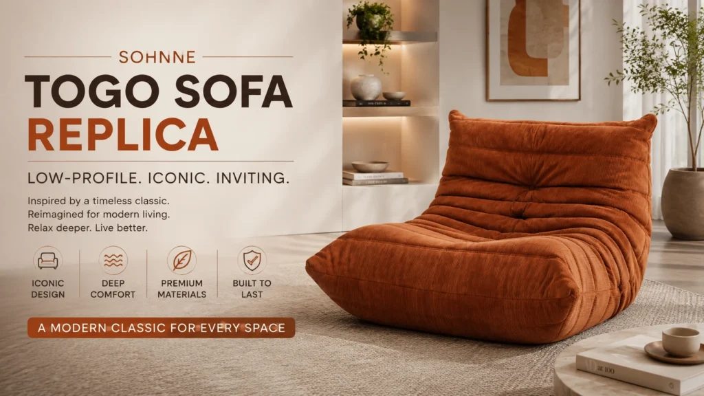 Togo Sofa Replica by Sohnne, low-profile quilted design