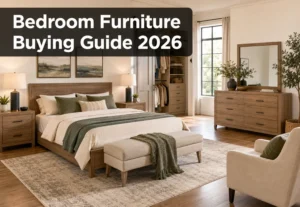 Coordinated bedroom with bed, nightstands, dresser, bench and chair