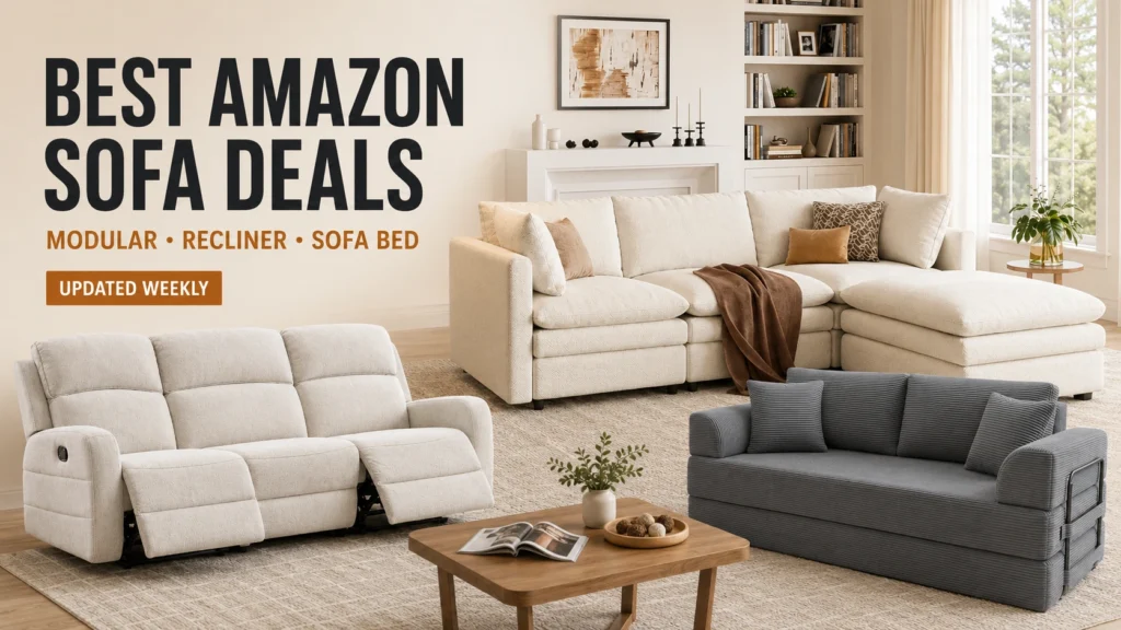 Best Amazon sofa deals featuring a modular sectional, reclining sofa and convertible sofa bed