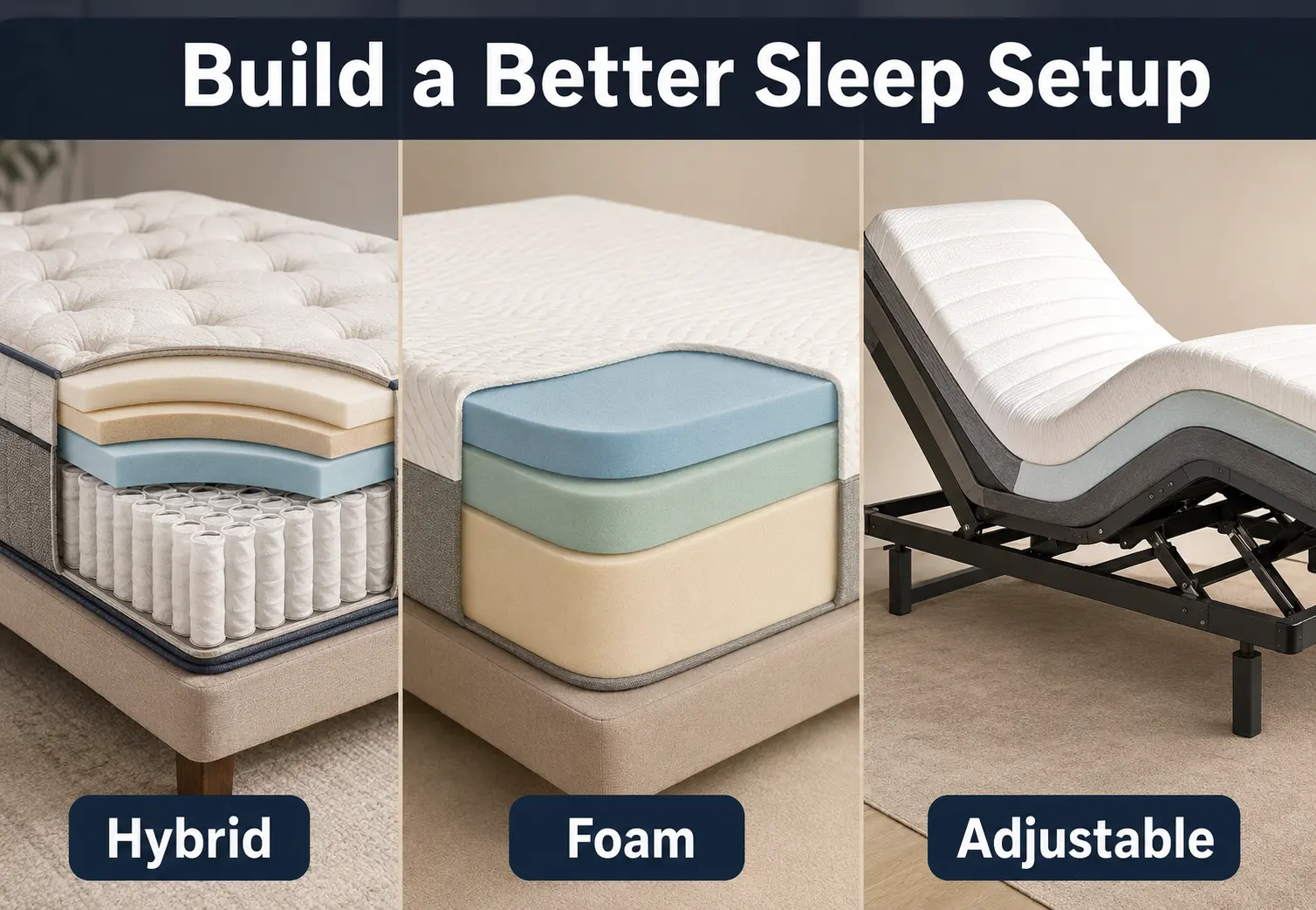 Hybrid mattress memory foam mattress and adjustable bed comparison