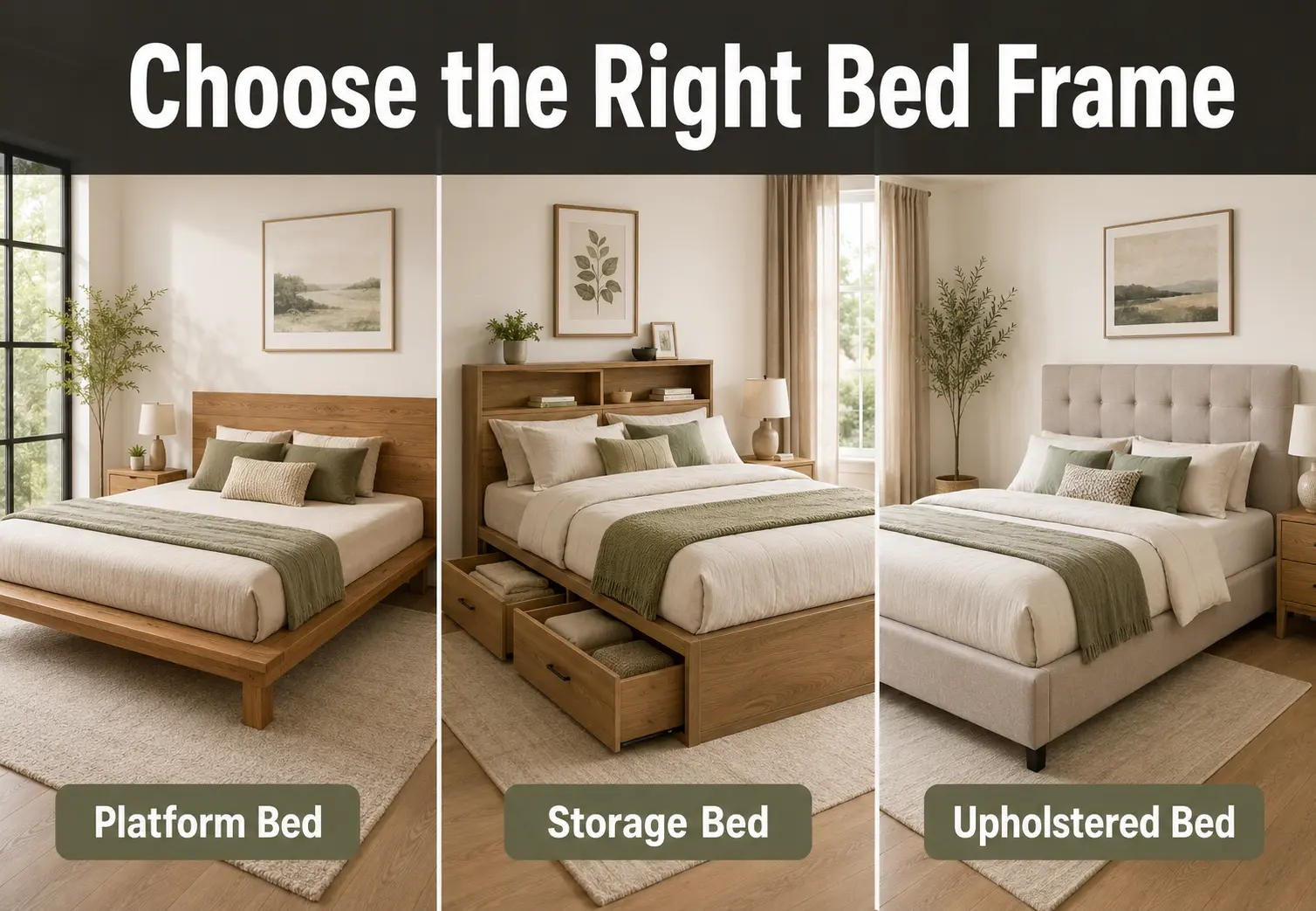Platform bed storage bed and upholstered bed comparison