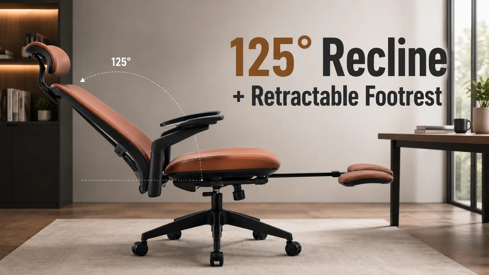 Sunaofe Boss Pro chair reclined with retractable footrest extended