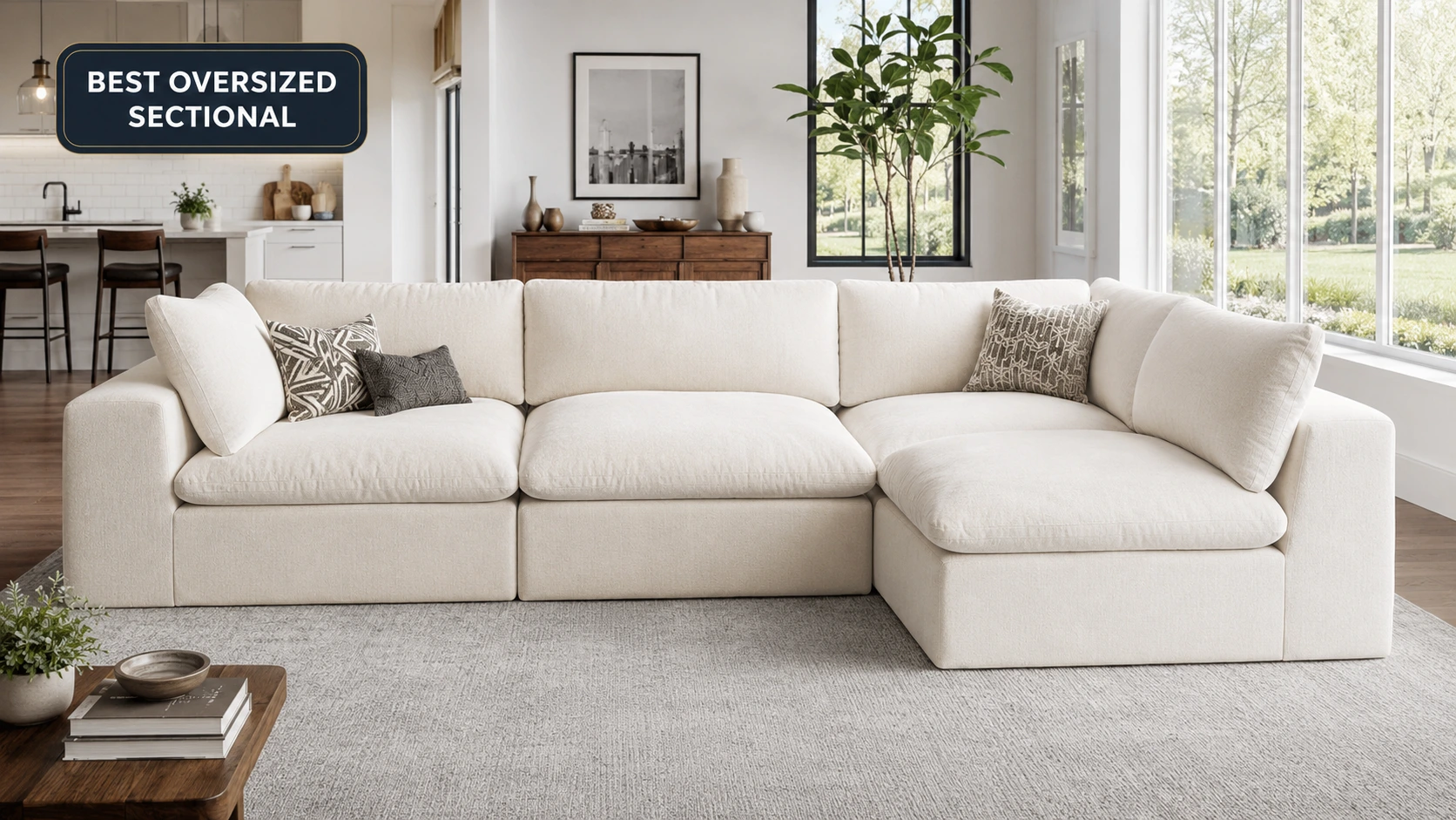 TROMIRY 120-inch oversized four-seat cloud sectional in a modern living room