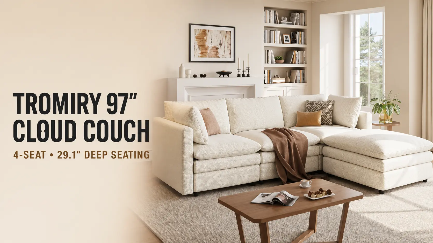 TROMIRY 97-inch four-seat cloud couch with 29.1-inch deep seating