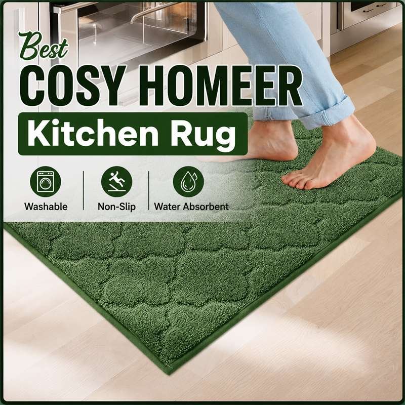 Best COSY HOMEER Kitchen Rug featuring a washable non-slip water absorbent kitchen mat for sinks and cooking areas