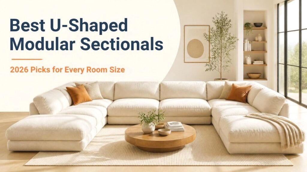 Best U-shaped modular sectional sofas 2026: large cream modular sofa in a bright living room